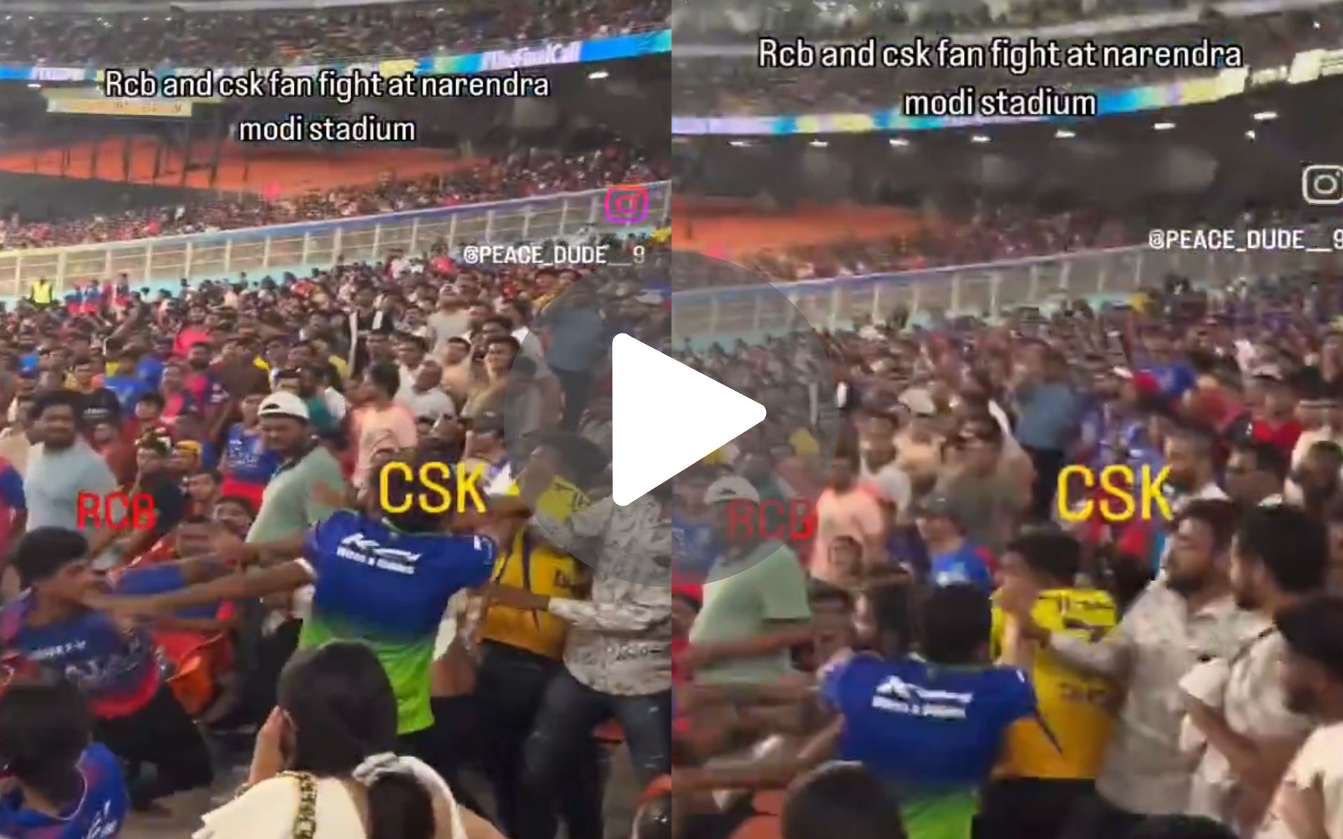 [वीडियो] CSK बनाम RCB फैन वॉर; RR के ख़िलाफ़ एलिमिनेटर मैच के दौरान अहमदाबाद में हुई लड़ाई, वीडियो हुआ वायरल